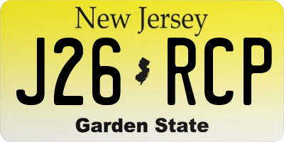 NJ license plate J26RCP