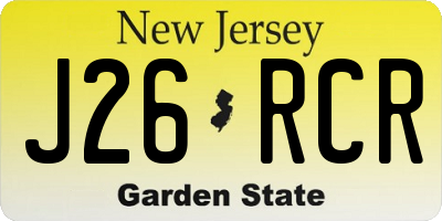 NJ license plate J26RCR