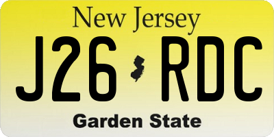 NJ license plate J26RDC