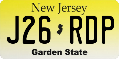 NJ license plate J26RDP