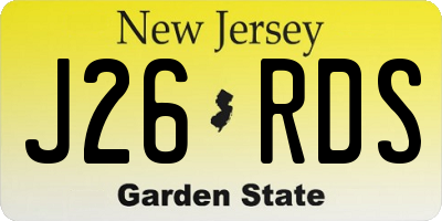 NJ license plate J26RDS