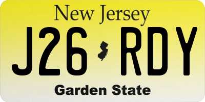 NJ license plate J26RDY