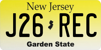 NJ license plate J26REC