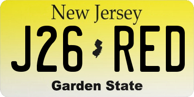 NJ license plate J26RED
