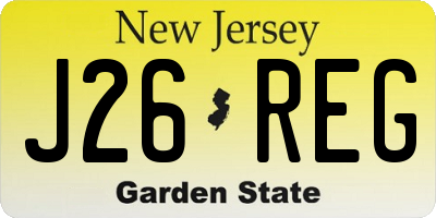 NJ license plate J26REG