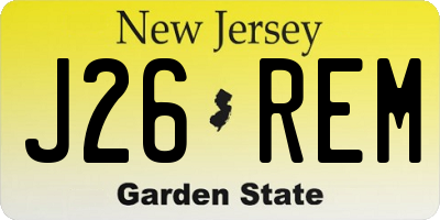 NJ license plate J26REM
