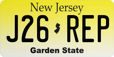 NJ license plate J26REP