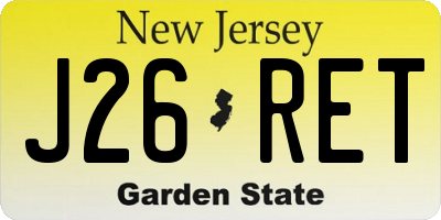 NJ license plate J26RET