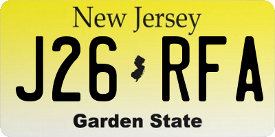 NJ license plate J26RFA