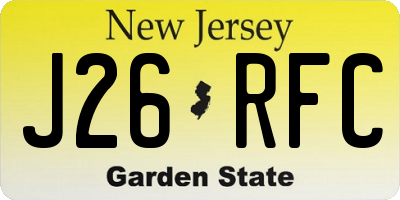 NJ license plate J26RFC