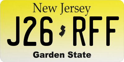 NJ license plate J26RFF