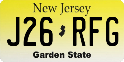 NJ license plate J26RFG