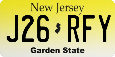 NJ license plate J26RFY