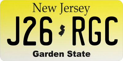 NJ license plate J26RGC