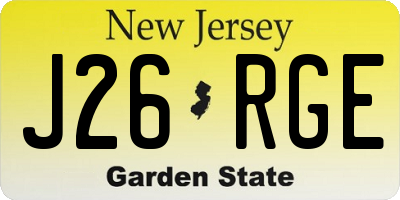NJ license plate J26RGE