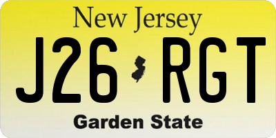 NJ license plate J26RGT