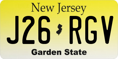 NJ license plate J26RGV