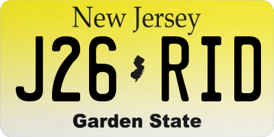 NJ license plate J26RID
