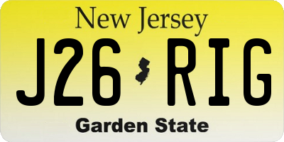NJ license plate J26RIG