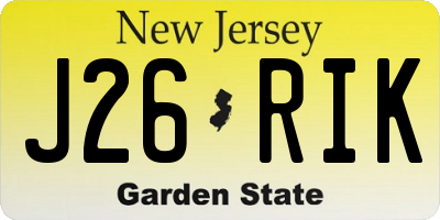 NJ license plate J26RIK