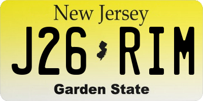 NJ license plate J26RIM