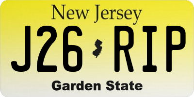 NJ license plate J26RIP
