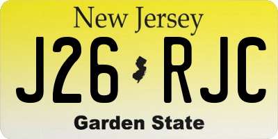 NJ license plate J26RJC