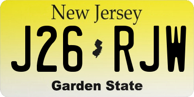 NJ license plate J26RJW