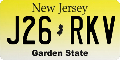 NJ license plate J26RKV