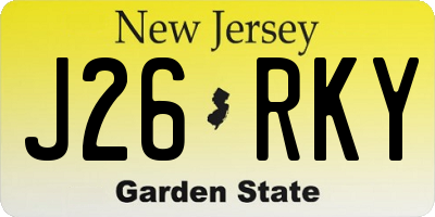 NJ license plate J26RKY