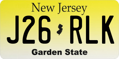 NJ license plate J26RLK
