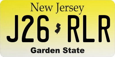 NJ license plate J26RLR