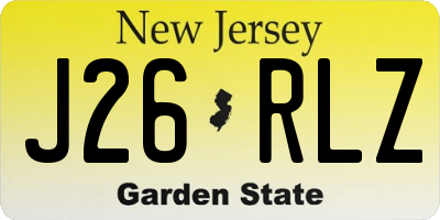 NJ license plate J26RLZ