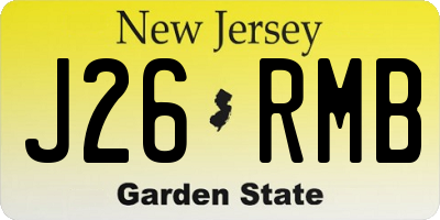 NJ license plate J26RMB