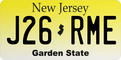NJ license plate J26RME