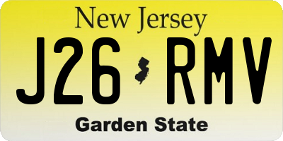 NJ license plate J26RMV