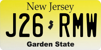 NJ license plate J26RMW