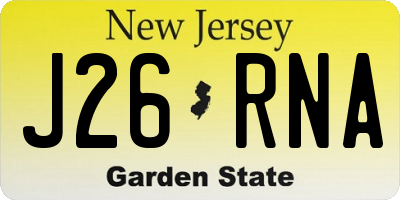 NJ license plate J26RNA