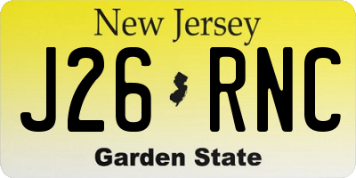 NJ license plate J26RNC