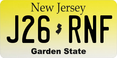 NJ license plate J26RNF