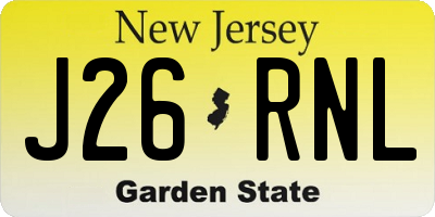 NJ license plate J26RNL
