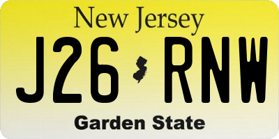 NJ license plate J26RNW
