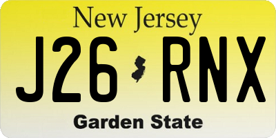 NJ license plate J26RNX