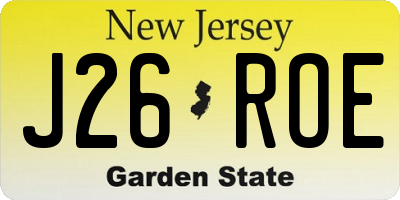 NJ license plate J26ROE
