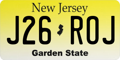 NJ license plate J26ROJ