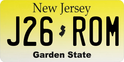 NJ license plate J26ROM