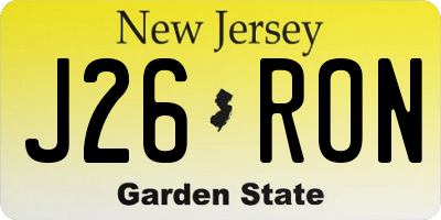 NJ license plate J26RON