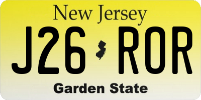 NJ license plate J26ROR