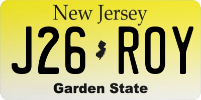 NJ license plate J26ROY