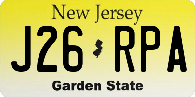 NJ license plate J26RPA